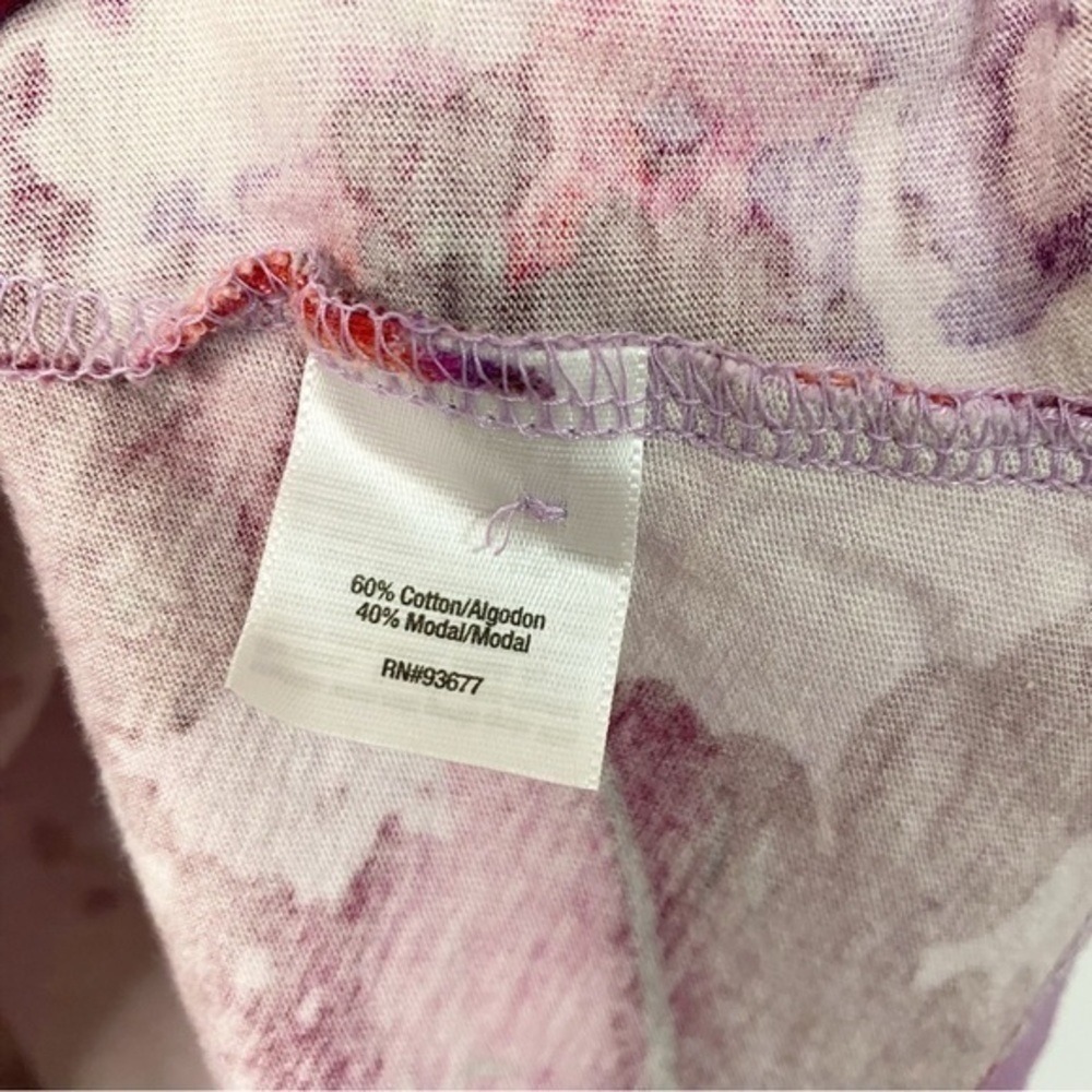 A.N.A. Purple Floral Short Sleeve Top with Ruffles - Picture 3 of 7